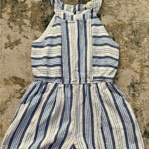 Copper Key Striped Navy and White Kids Romper